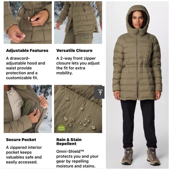 Columbia Women's Ardenwood Mid Down Jacket Stone Green Size Medium - Picture 6 of 8